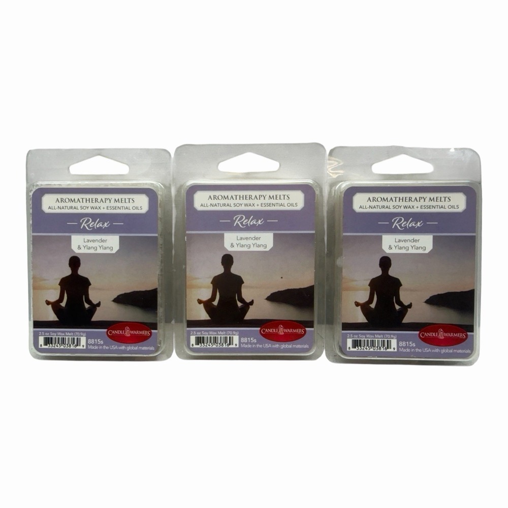 Lot of 3 Candle Warmers Aromatherapy Melts Relax Lavender Ylang Ylang Soy Wax